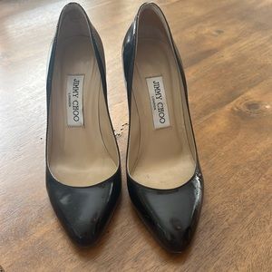 Jimmy Choo Black Patent heel pump size 35.5